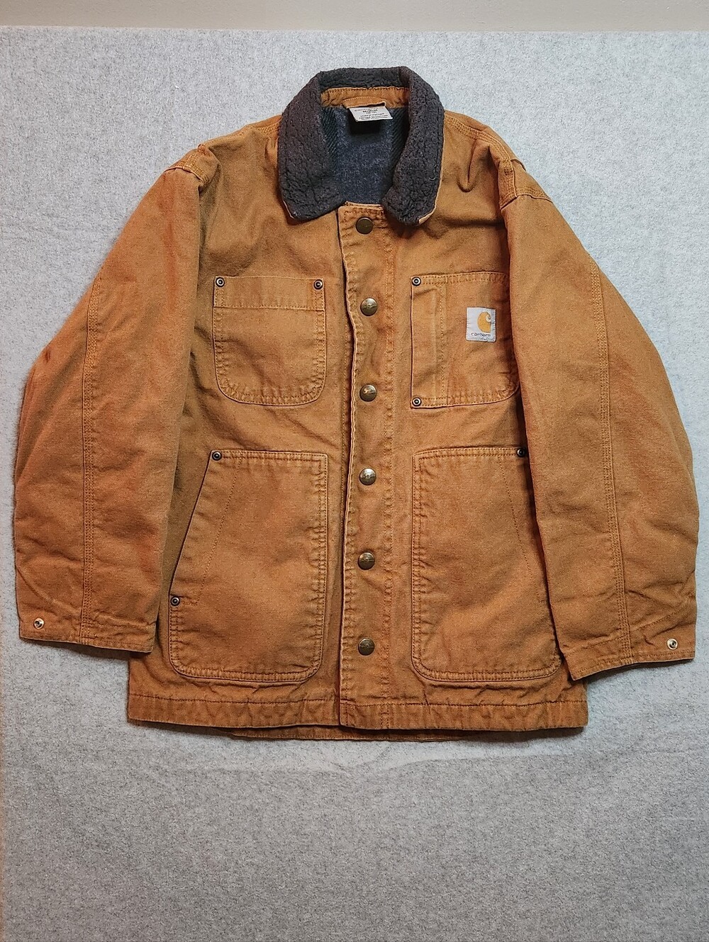 Kids Carhartt Brown Duck Lined Chore Jacket Size 10/12